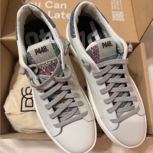 P448 White and Glitter Sneakers